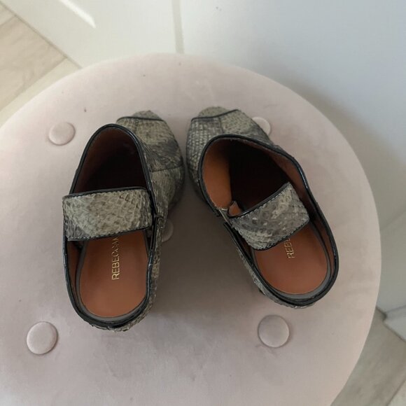 Rebecca Minkoff Gray Snakeskin Leather Open Toe Ankle Booties Size 5 - Picture 3 of 5